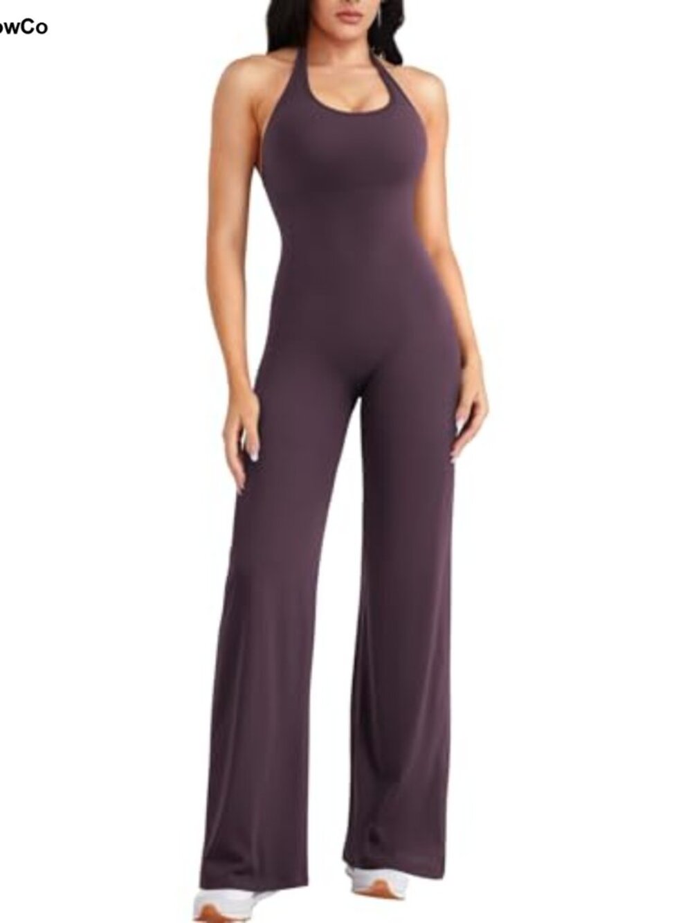 Halter Neck Jumpsuit with Built-in Bra Pads and Scrunch Leggings